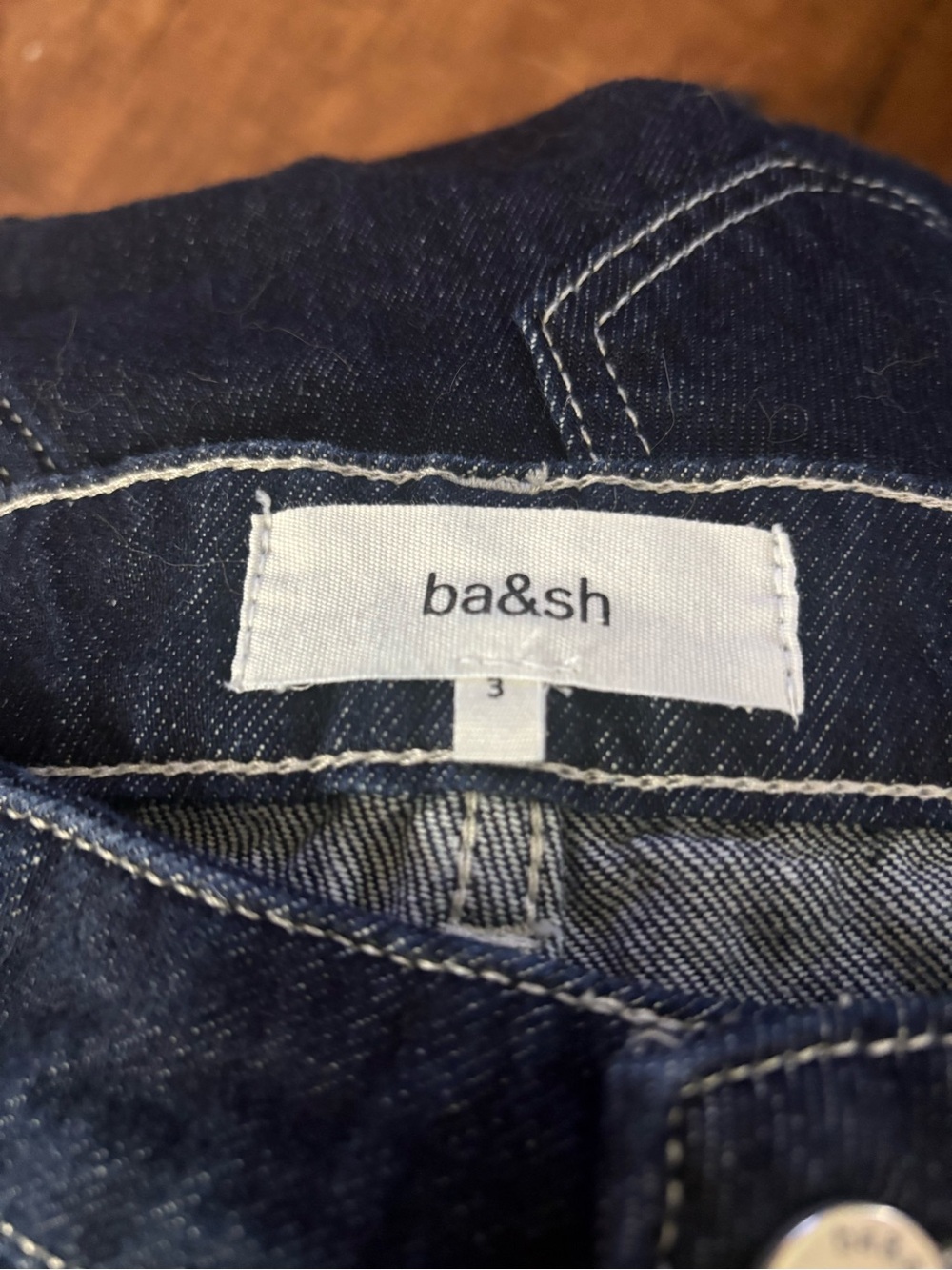 ba&sh Women’s Sz 8 ELTON Mom Jean Dark Indigo organic raw denim finish high rise - Picture 7 of 11